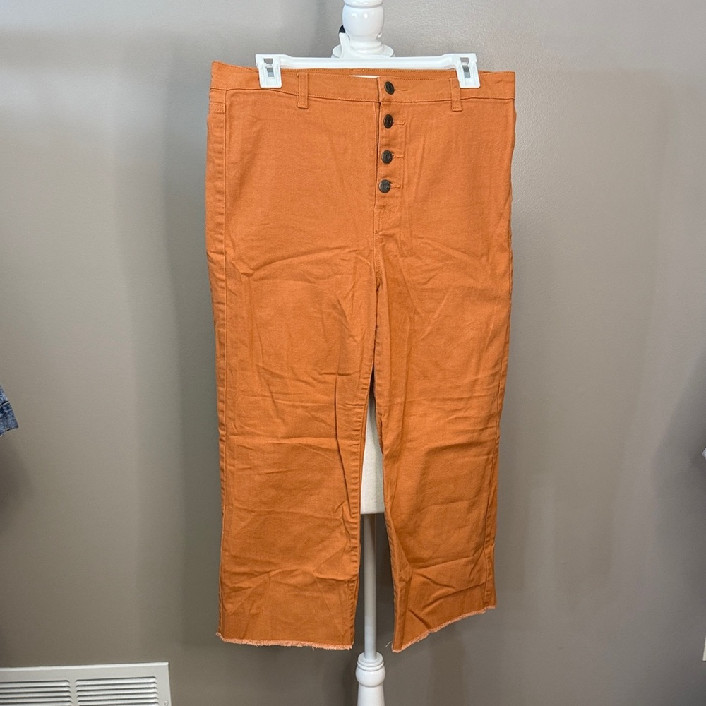 High Rise Button-Fly Orange Jeans
